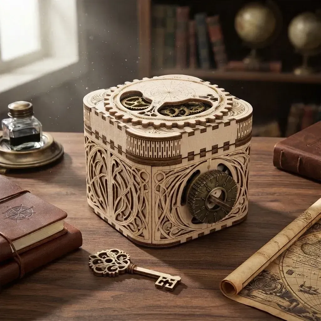 Wooden Mechanical Puzzles Treasure Chest
